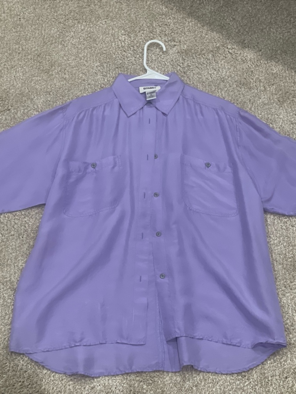 Gitano Lavender Silk Button-Front Blouse